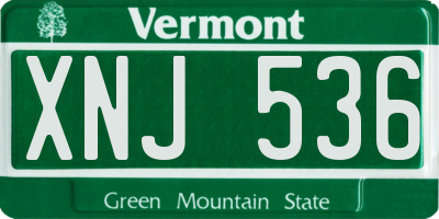 VT license plate XNJ536