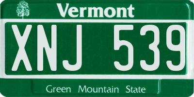 VT license plate XNJ539