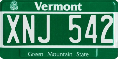 VT license plate XNJ542