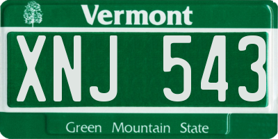 VT license plate XNJ543