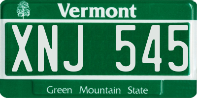 VT license plate XNJ545