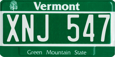 VT license plate XNJ547