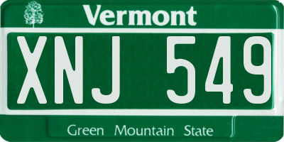VT license plate XNJ549