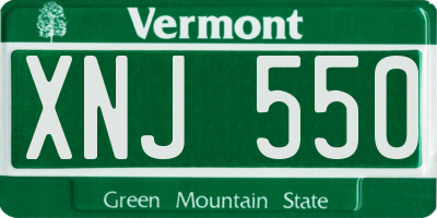 VT license plate XNJ550