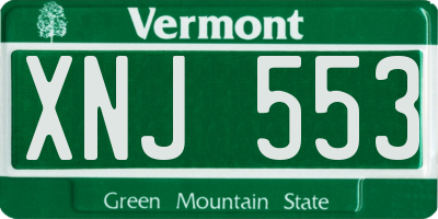 VT license plate XNJ553