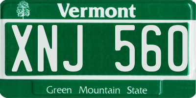 VT license plate XNJ560