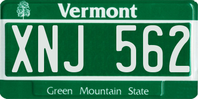VT license plate XNJ562