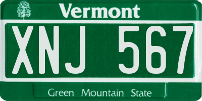VT license plate XNJ567