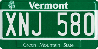 VT license plate XNJ580