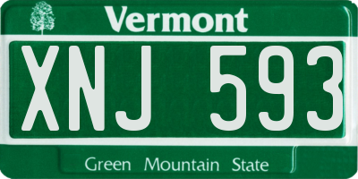VT license plate XNJ593