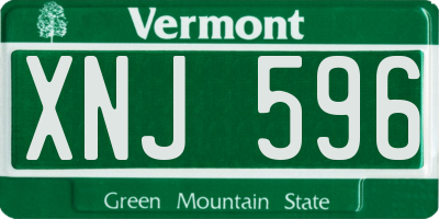 VT license plate XNJ596