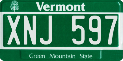 VT license plate XNJ597