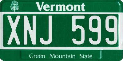 VT license plate XNJ599