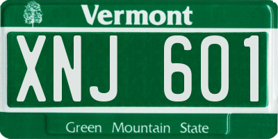 VT license plate XNJ601