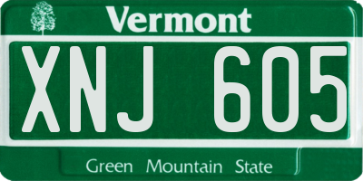 VT license plate XNJ605