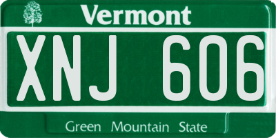 VT license plate XNJ606
