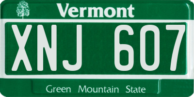 VT license plate XNJ607