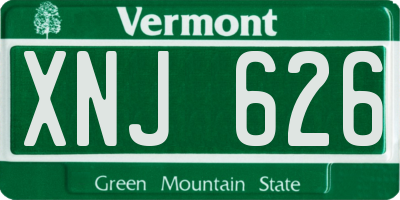 VT license plate XNJ626
