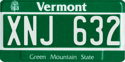 VT license plate XNJ632