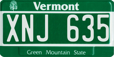 VT license plate XNJ635