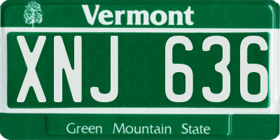 VT license plate XNJ636