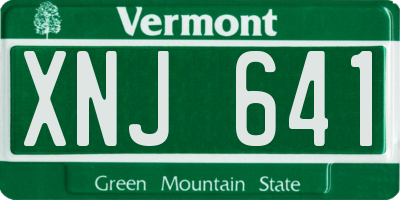 VT license plate XNJ641