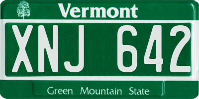 VT license plate XNJ642