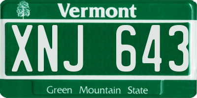 VT license plate XNJ643