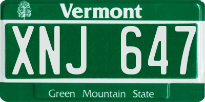 VT license plate XNJ647