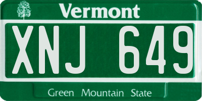 VT license plate XNJ649