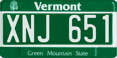 VT license plate XNJ651