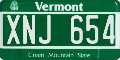 VT license plate XNJ654