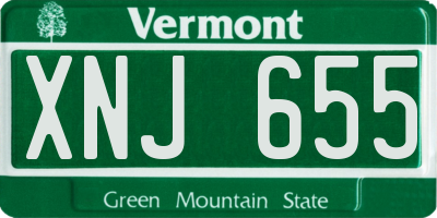 VT license plate XNJ655