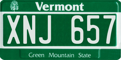 VT license plate XNJ657