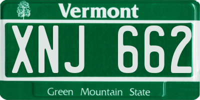 VT license plate XNJ662