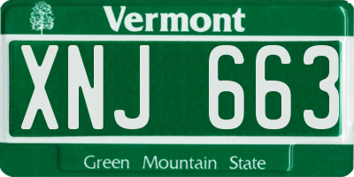 VT license plate XNJ663