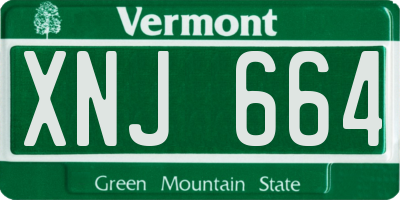 VT license plate XNJ664