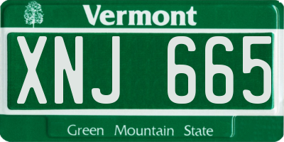 VT license plate XNJ665