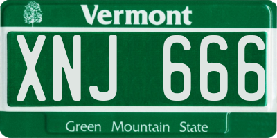 VT license plate XNJ666