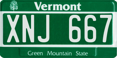 VT license plate XNJ667