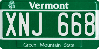 VT license plate XNJ668