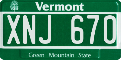 VT license plate XNJ670