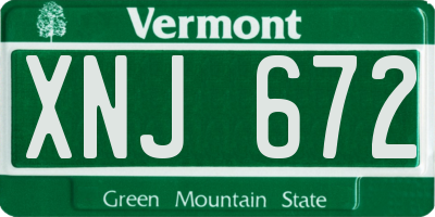 VT license plate XNJ672