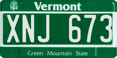 VT license plate XNJ673