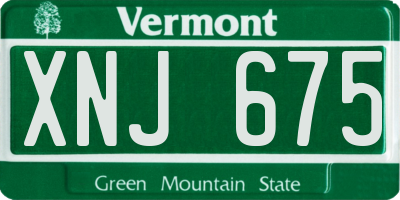 VT license plate XNJ675