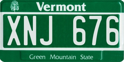 VT license plate XNJ676