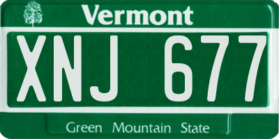 VT license plate XNJ677