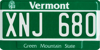 VT license plate XNJ680