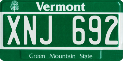 VT license plate XNJ692