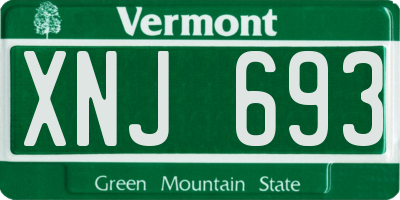 VT license plate XNJ693